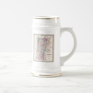 Jarra De Cerveza Mapa Antiguo de Vermont (1855)