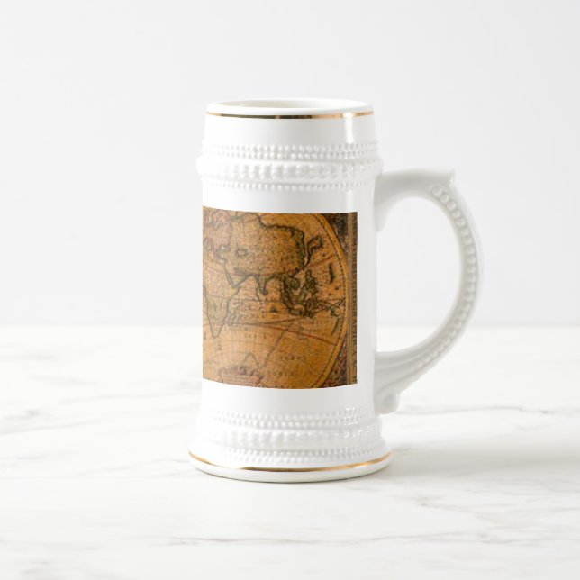 Jarra De Cerveza Mapa del Antiguo Mundo de Beber Mug (Derecha)