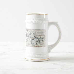 Jarra De Cerveza Mapa del vintage de los Great Lakes (1696)