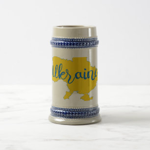 Jarra De Cerveza Mapa y letras de Ucrania