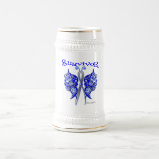 Jarra De Cerveza Mariposa céltica del superviviente - cáncer de