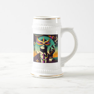 Jarra De Cerveza Medio Siglo Retro 60s Mardi Gras El Hombre Fumador