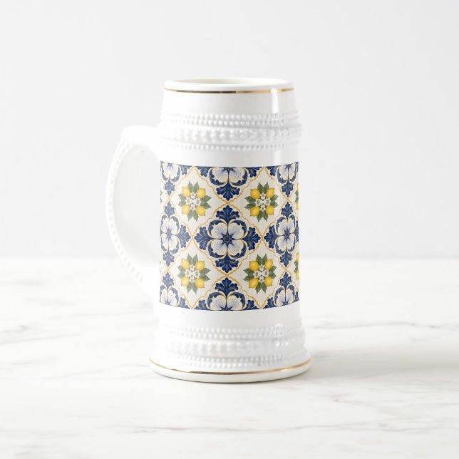 Jarra De Cerveza Mediterranean Lemon Tile Italian Talavera (Anverso izquierdo)