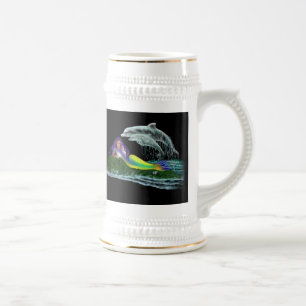 Jarra De Cerveza Meerjungfrau mit Delfinen