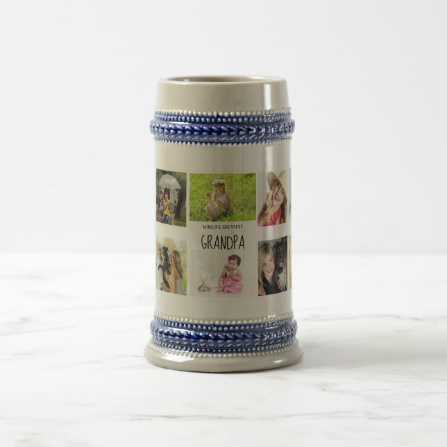 Jarra De Cerveza Mejor Abuelo Collage de fotos Nietos Mug (Centro)