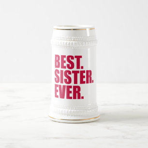 Jarra De Cerveza Mejor. Hermana. Nunca.(Rosa)