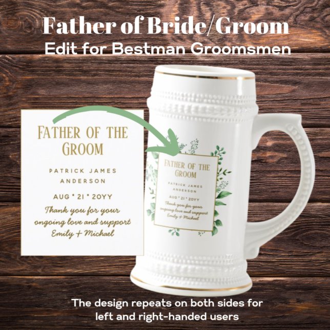 Jarra De Cerveza Mejor Hombre Padre de Groom Groomsman personalizad (Subido por el creador)