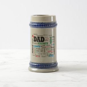 Jarra De Cerveza Mejor Nube de Palabras de Papá