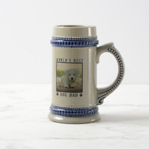 Jarra De Cerveza Mejor Papá de Perro del Mundo Huellas de Pata Azul