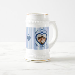 Jarra De Cerveza Mejor Papá del Mundo Tarjeta de Foto del Corazón P