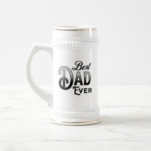 Jarra De Cerveza Mejor Papá Nunca   Texto vintage en blanco y negro