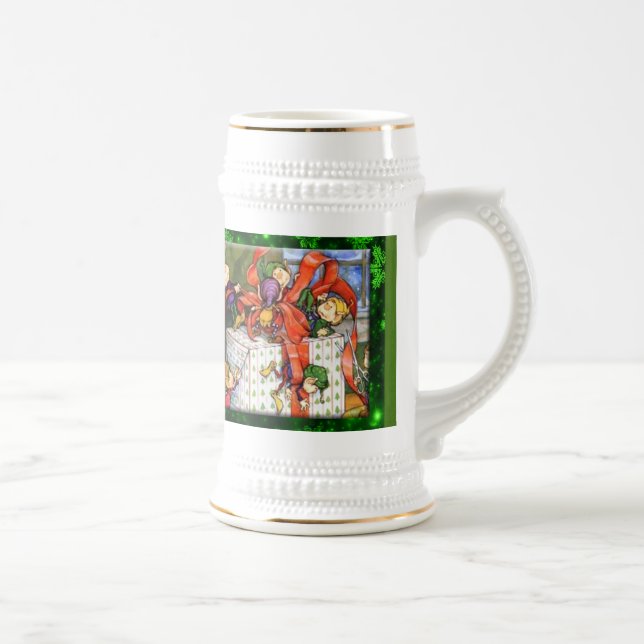 Jarra De Cerveza Merry Elves Wrapping Present Stein (Derecha)