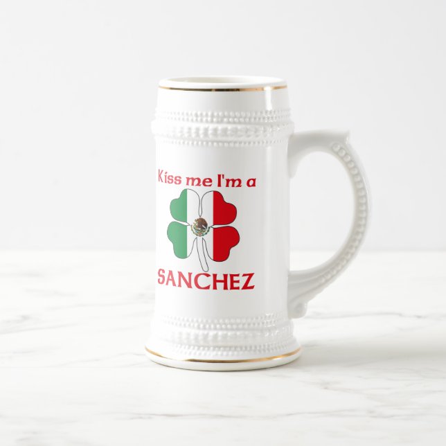 Jarra De Cerveza Mexicanos personalizada me besan que soy Sánchez (Derecha)