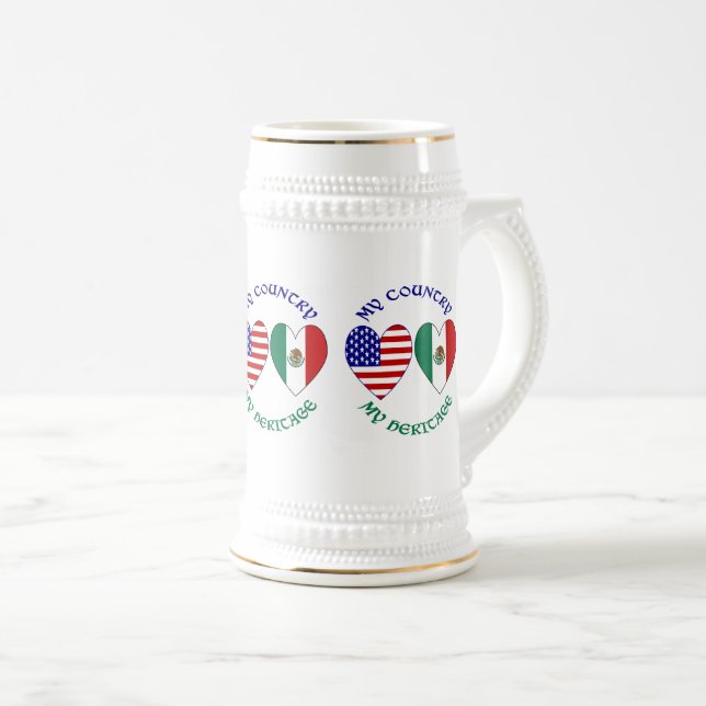 Jarra De Cerveza México Estados Unidos Mi País Mi Herencia (Anverso derecho)