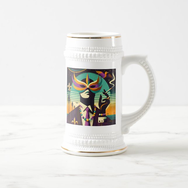 Jarra De Cerveza Mid Century Retro 60s Mardi Gras The Smoking Man (Derecha)