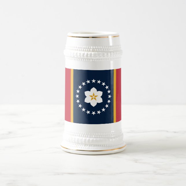 Jarra De Cerveza Mississippi: La bandera del estado de Magnolia (Centro)