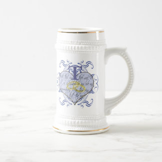Jarra De Cerveza Monograma Boda Vow Heart