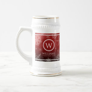 Jarra De Cerveza Monograma de copos de nieve de Relieve metalizado