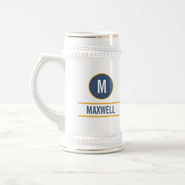 Jarra De Cerveza monograma de nombre de letra inicial del personali (Izquierda)