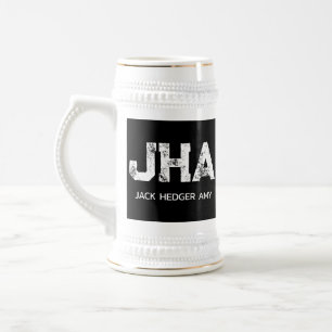JARRA DE CERVEZA MONOGRAMA DE NOMBRE DE TRES LETRAS BLANCO MINIMALI