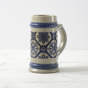 Jarra De Cerveza “Mosaico Azul Marino”