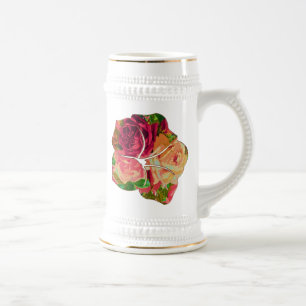 Jarra De Cerveza Motif de rosas rojas y amarillas