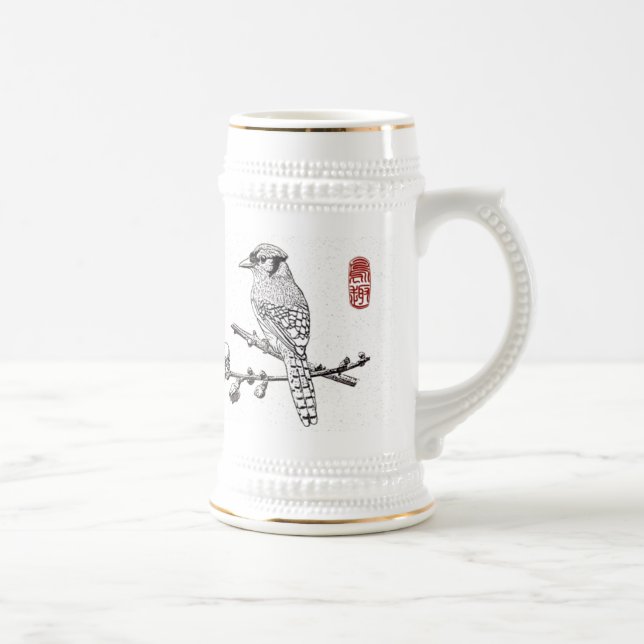 Jarra De Cerveza Mug_Bird_Blue Jay (Derecha)