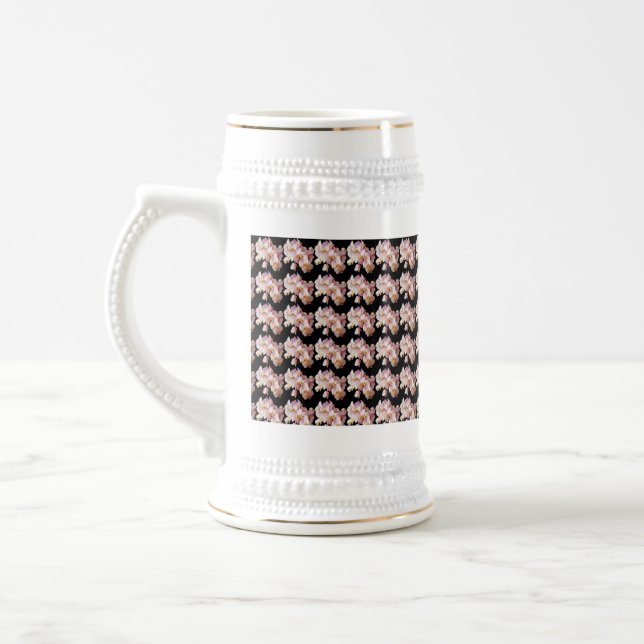Jarra De Cerveza Mug blanco - Mug de diseño de flores (Izquierda)