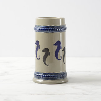 Jarra De Cerveza Mug - Caballos de mar en azul y gris