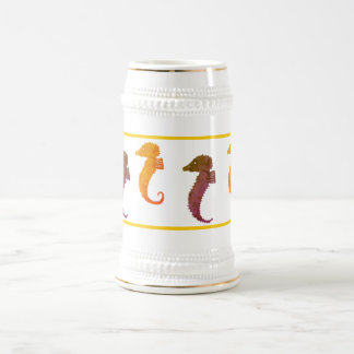 Jarra De Cerveza Mug - Caballos de mar en Brown y Naranja