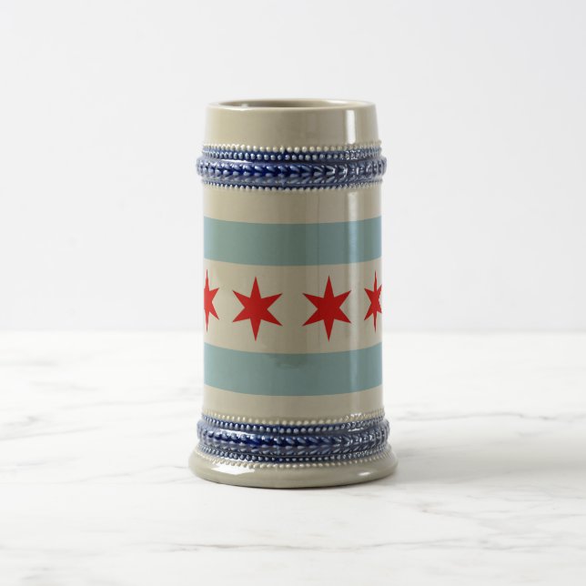 Jarra De Cerveza Mug con bandera de Chicago, estado de Illinois - E (Centro)