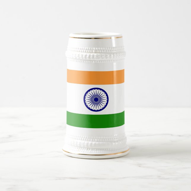Jarra De Cerveza Mug con bandera de India (Centro)
