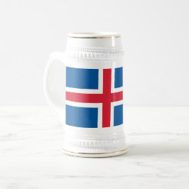 Jarra De Cerveza Mug con bandera de Islandia