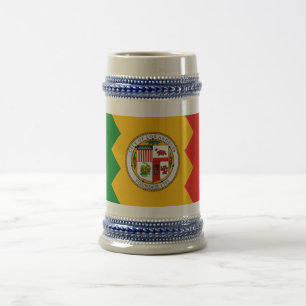 Jarra De Cerveza Mug con bandera de Los Ángeles, California
