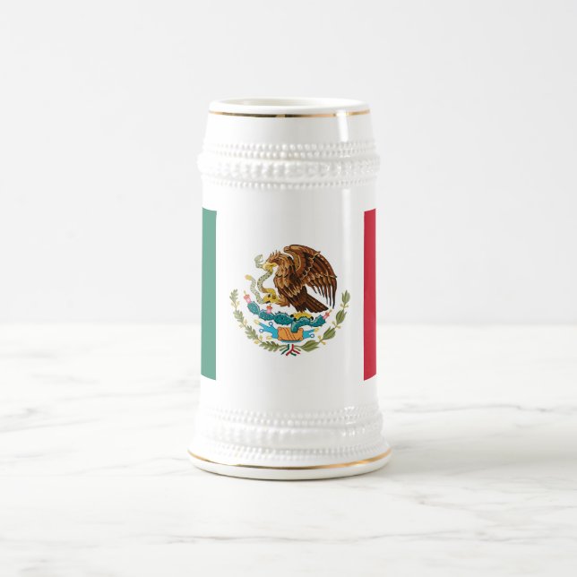 Jarra De Cerveza Mug con bandera de México (Centro)