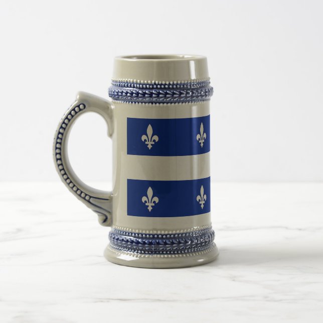 Jarra De Cerveza Mug con bandera de Quebec, Canadá (Izquierda)