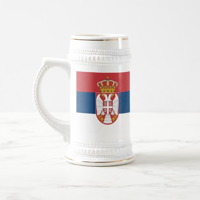 Jarra De Cerveza Mug con bandera de Serbia (Izquierda)
