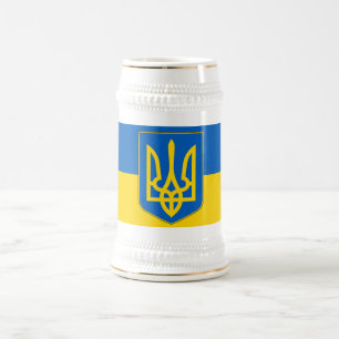 Jarra De Cerveza Mug con bandera de Ucrania