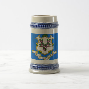 Jarra De Cerveza Mug con bandera del estado de Connecticut - Estado