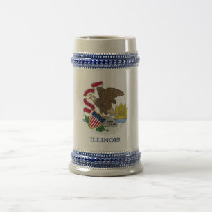 Jarra De Cerveza Mug con bandera del estado de Illinois - Estados U