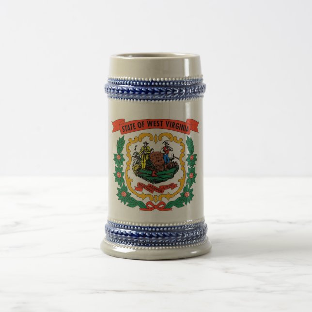 Jarra De Cerveza Mug con bandera del estado de Virginia Occidental  (Centro)