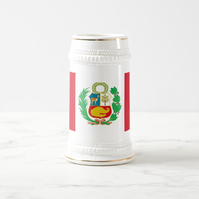 Jarra De Cerveza Mug con bandera del Perú (Centro)