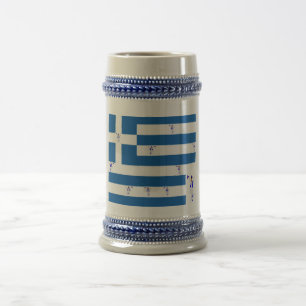 Jarra De Cerveza Mug Grecian Evzone's con bandera griega