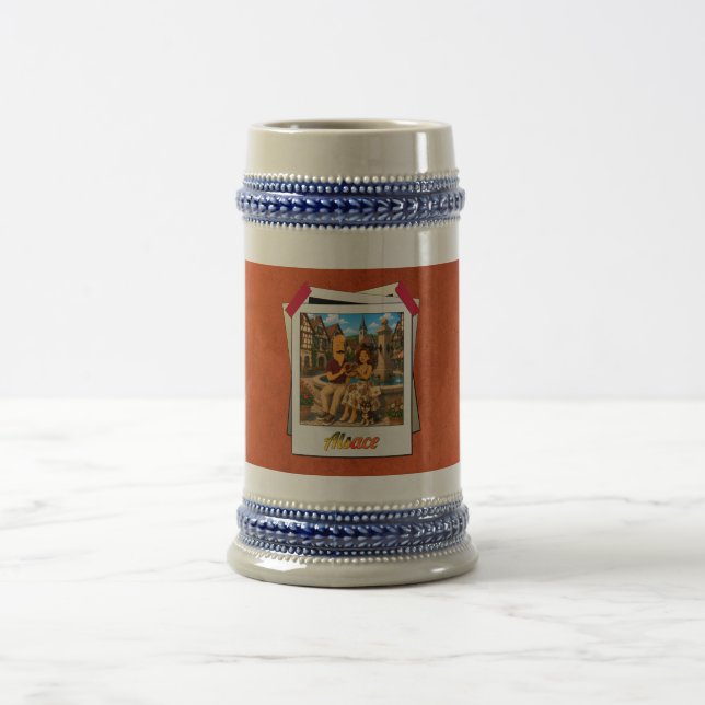 Jarra De Cerveza mug ou chope Alsace Kek et Ina -  effet liège (Centro)
