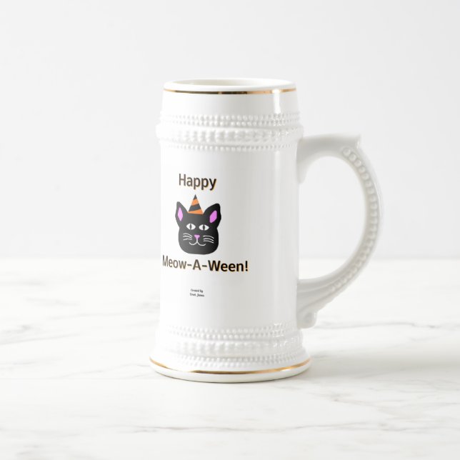 Jarra De Cerveza Mug Stein Stein de gato negro (Derecha)