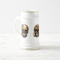 Mugre de cráneo negro y dorado