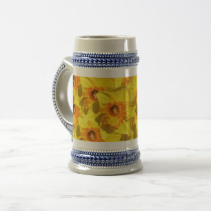 Jarra De Cerveza Múltiples Daffodils Medalla de oro Flores Mug