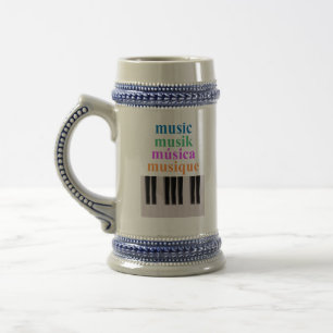 Jarra De Cerveza Música de Teclado de Piano en Texto en Múltiples I