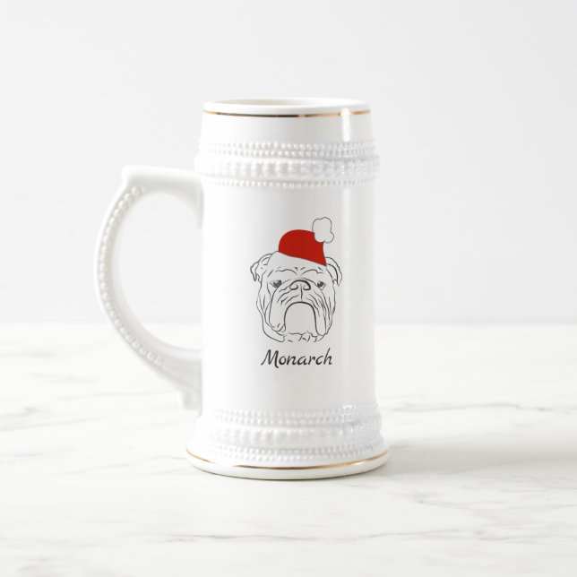 Jarra De Cerveza Navidad del Bulldog Inglés (Izquierda)