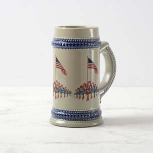 Jarra De Cerveza Navidad patriótico Stein de los bastones de